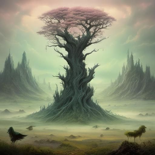 Dreamy Surreal Landscape with Pastel Colors