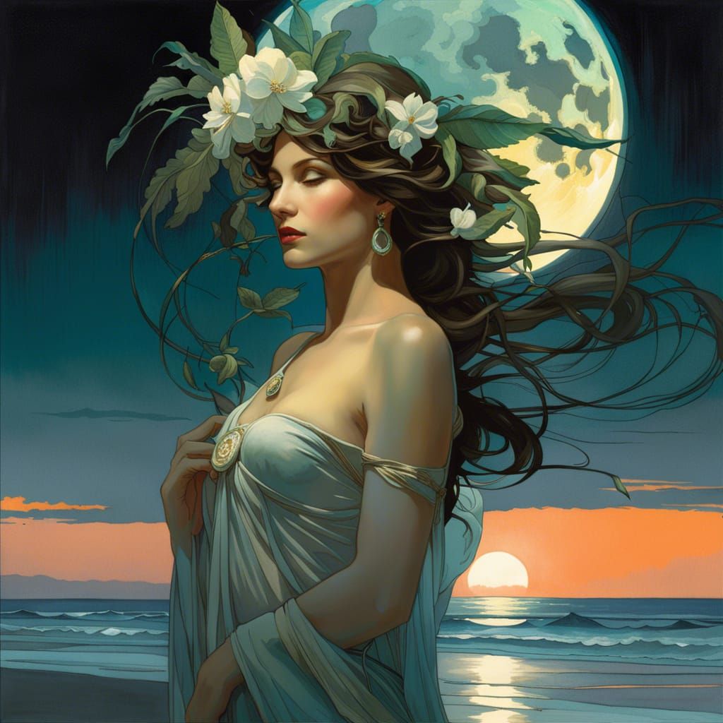 Florida Summer Goddess Under Full Moon