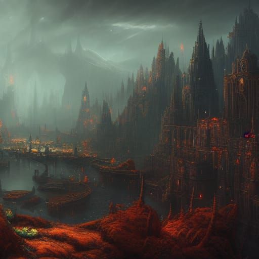 Dark Fantastical Landscape at Year's End