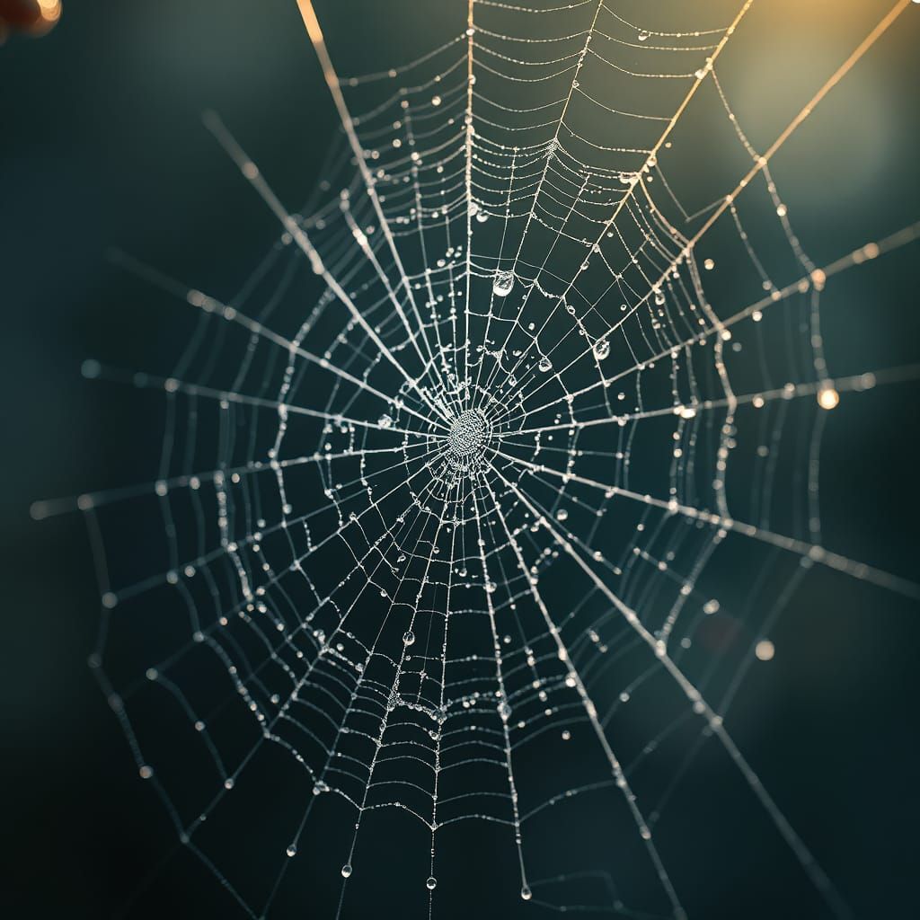 Frosted Spiderweb in Hyperrealistic Detail
