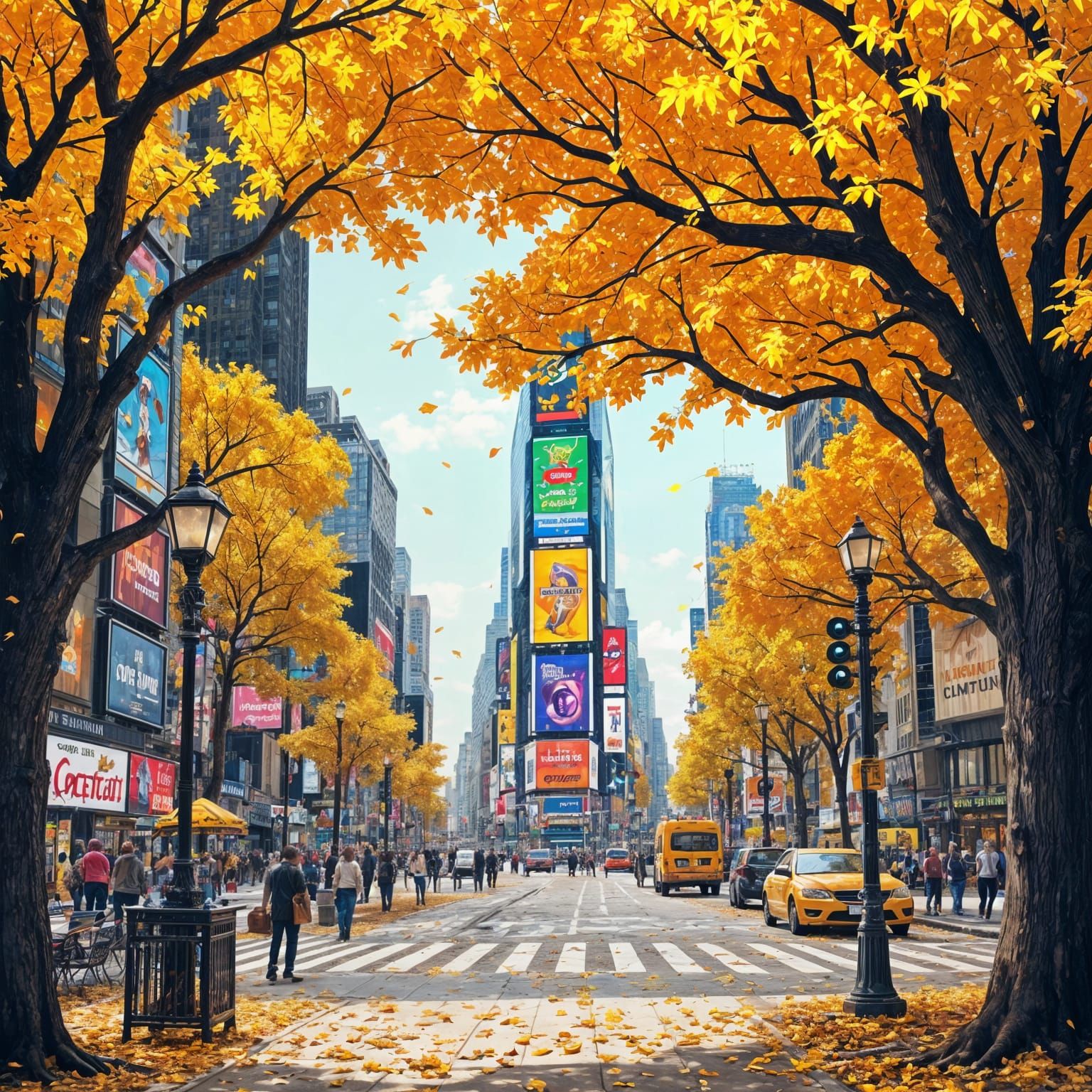 Golden Times Square in Autumn Splendor