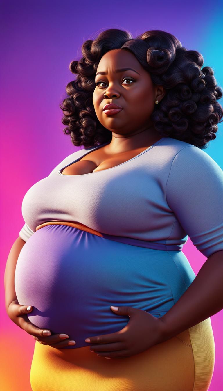 Hyperrealistic Portrait of Pregnant Woman in 3D Style