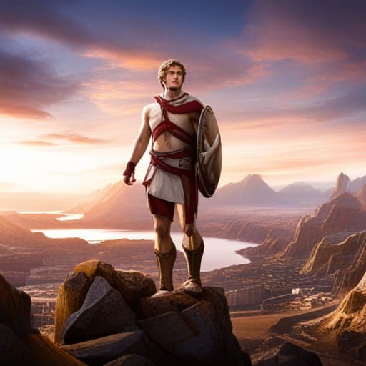 Detailed Matte Painting of Patroclus in Deep Color