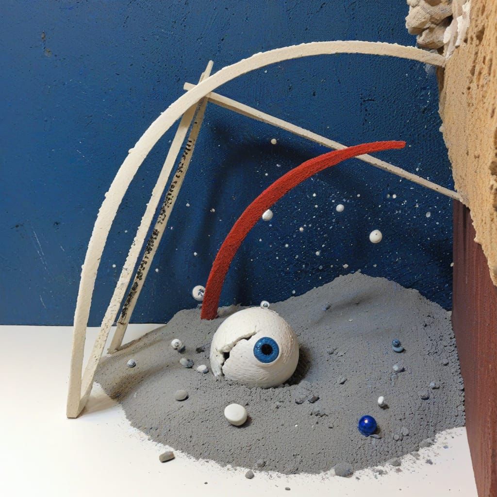 Abandoned Contemporary Sculpture with Googly Eyes