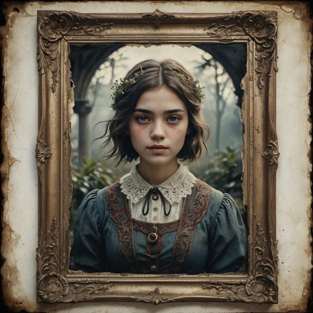 Girl's Portrait in Vintage Instant Photo Style