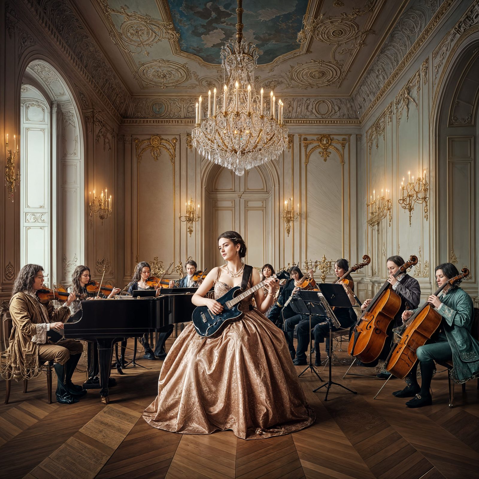 Surreal Baroque Concert in Pastel Hues