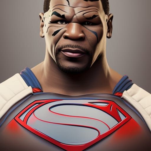 Mike Tyson as Superman: Hyperdetailed Portrait
