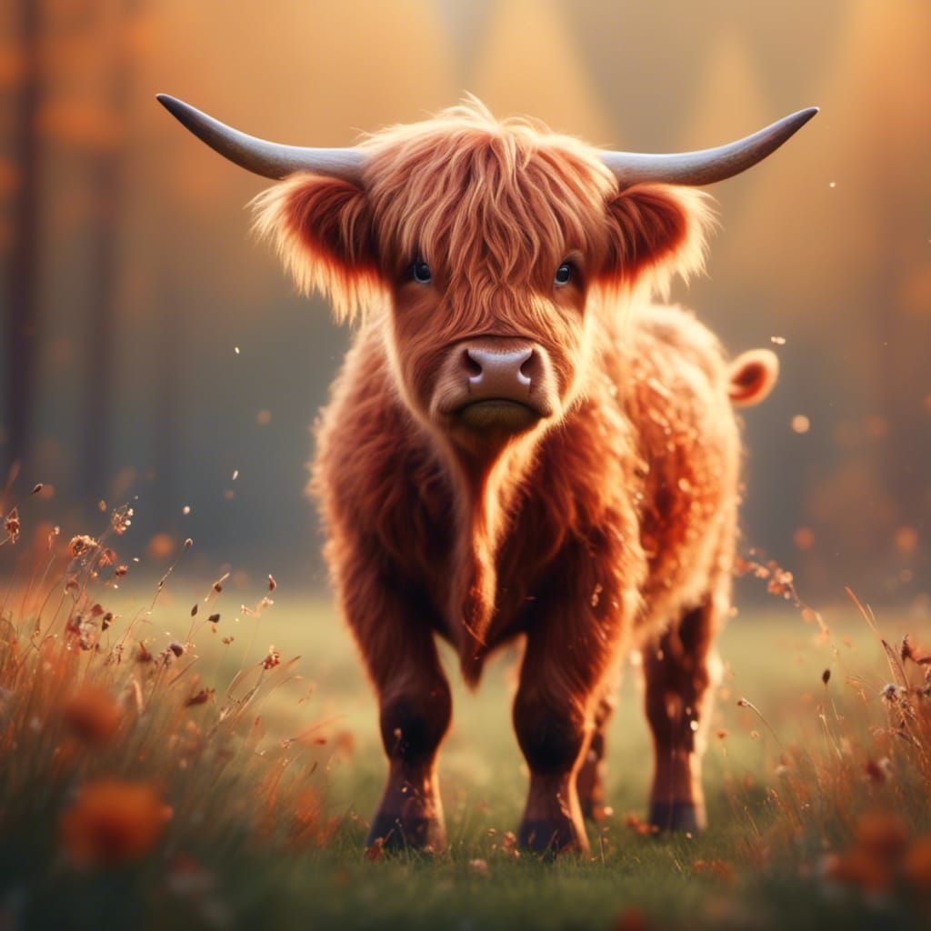 Cute Baby Highland Cow Calf Portrait