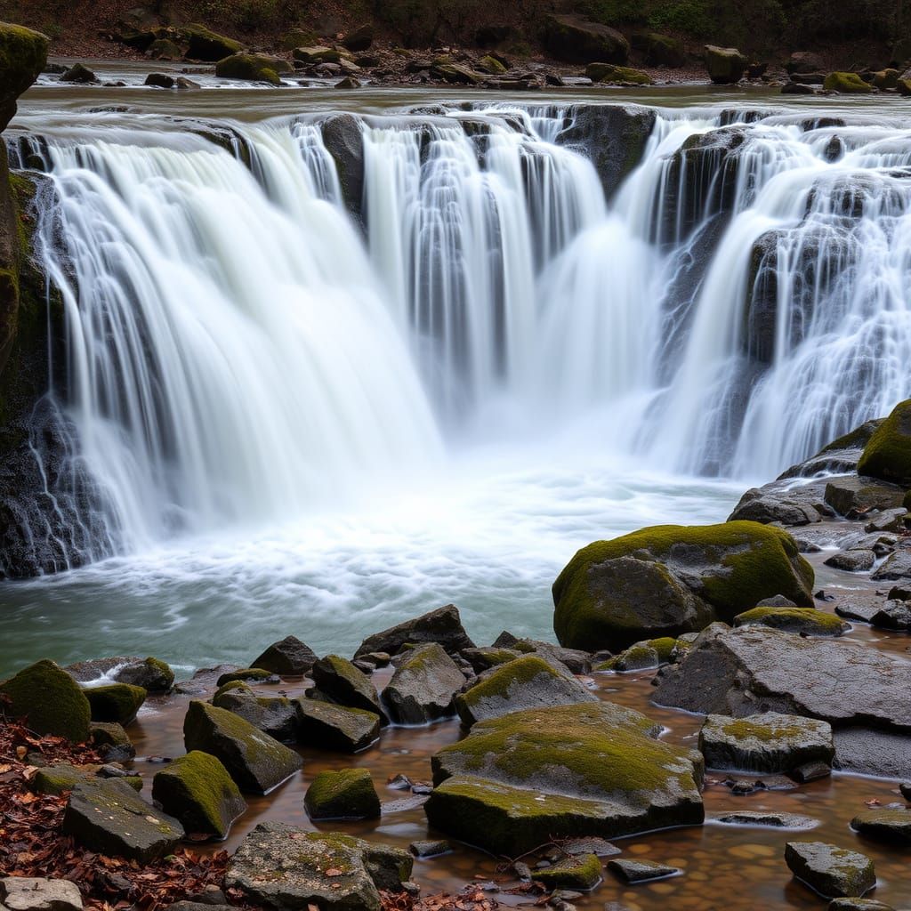 Vibrant Fractal Falls in a Waterfall