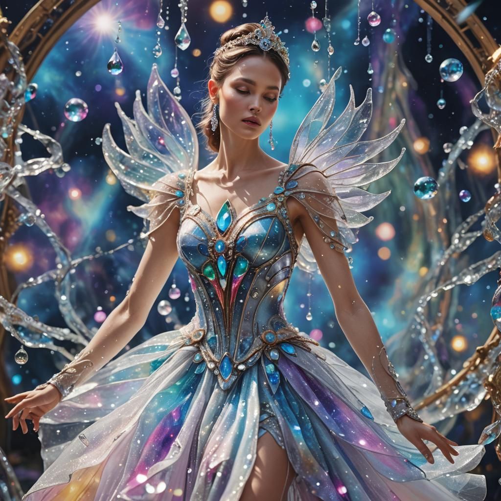 Enchanted Dancer in Cosmic Dress Waterdrop