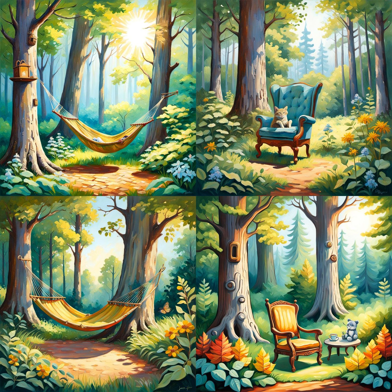 Tranquil Forest Clearing with Cozy Chair