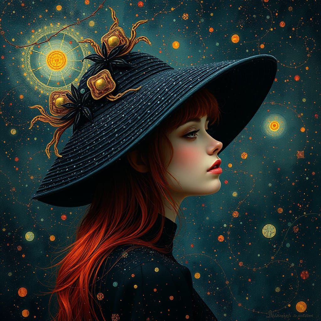 Ethereal Metaphysical Portrait in Pointillism Style