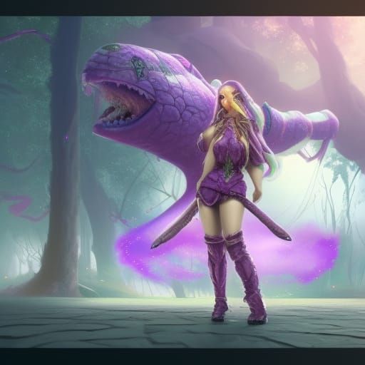 Detailed Matte Painting of Purple AI Girlfriend