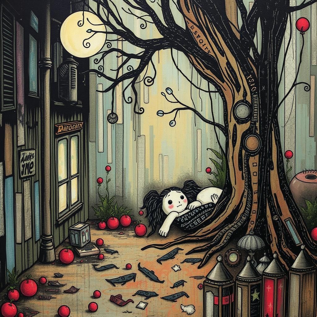 Lost Creature Falling: Street Art Style