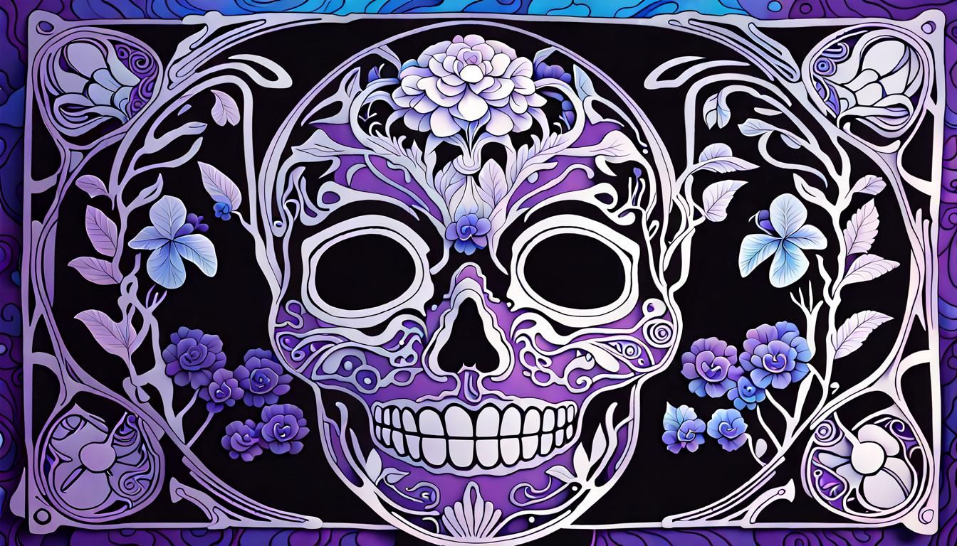 Psychedelic Dia de los Muertos Mortuary Mask