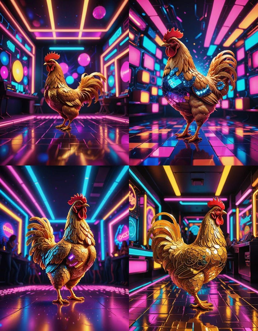 Golden Chicken Nugget Shines Under Disco Lights