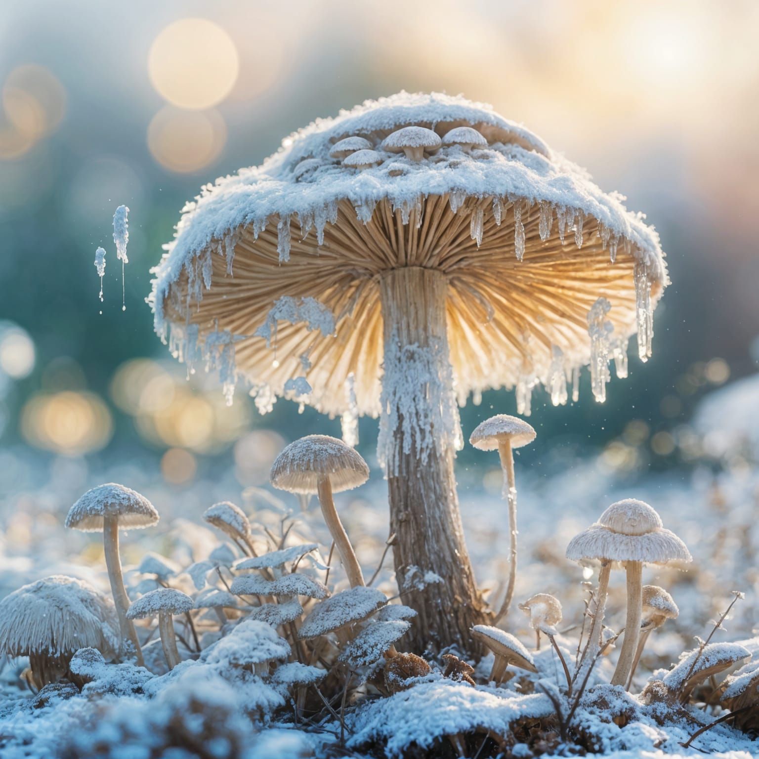 Mushrooms Bask in Heavenly Sunshine