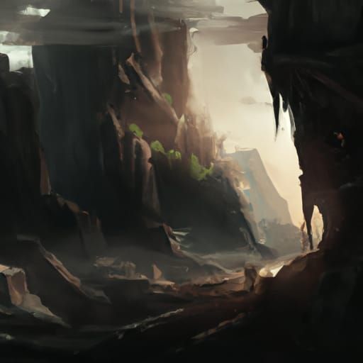 Dramatic Cave Collapse in Digital Matte Painting