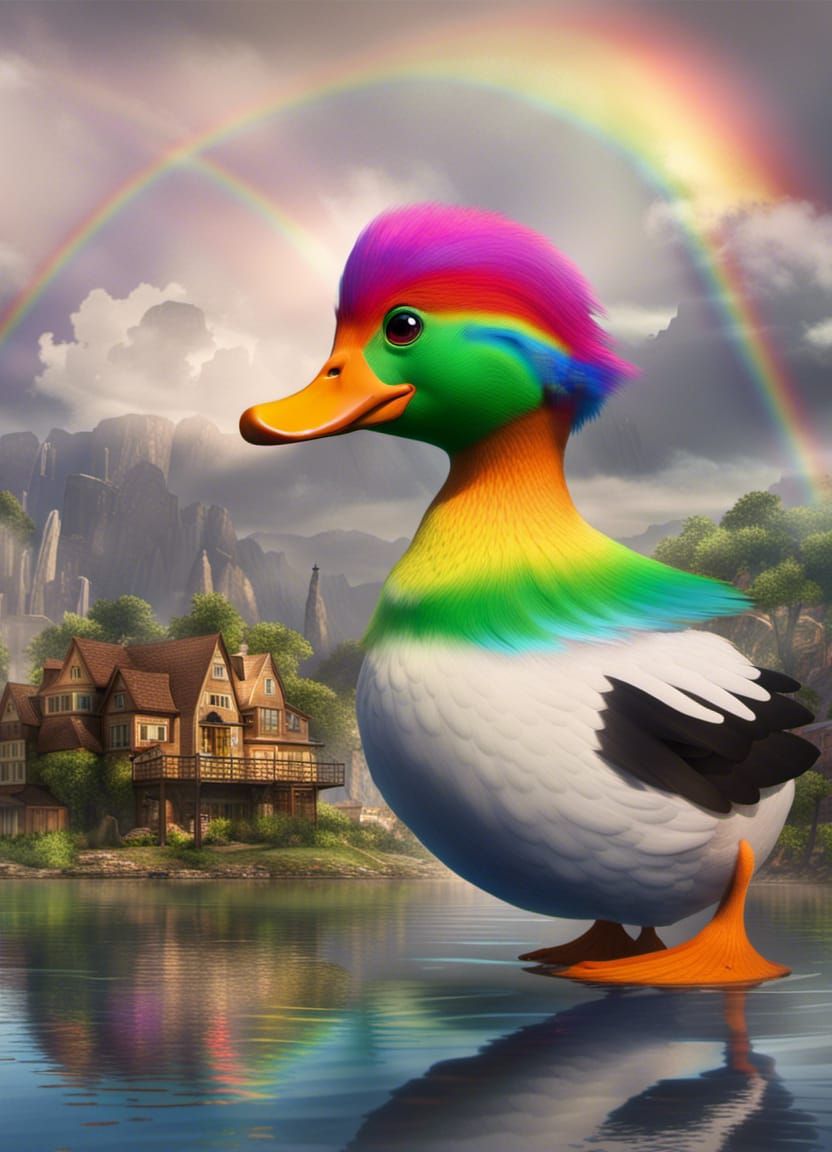 Rainbow Duck: Detailed Matte Painting