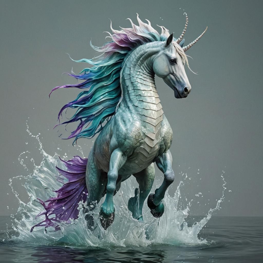 Dynamic Hippocampus with Flowing Mane, Hyperrealistic Image
