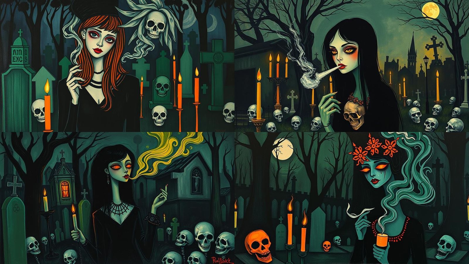 Goth Girl in New Orleans Cemetery: Expressionistic Art