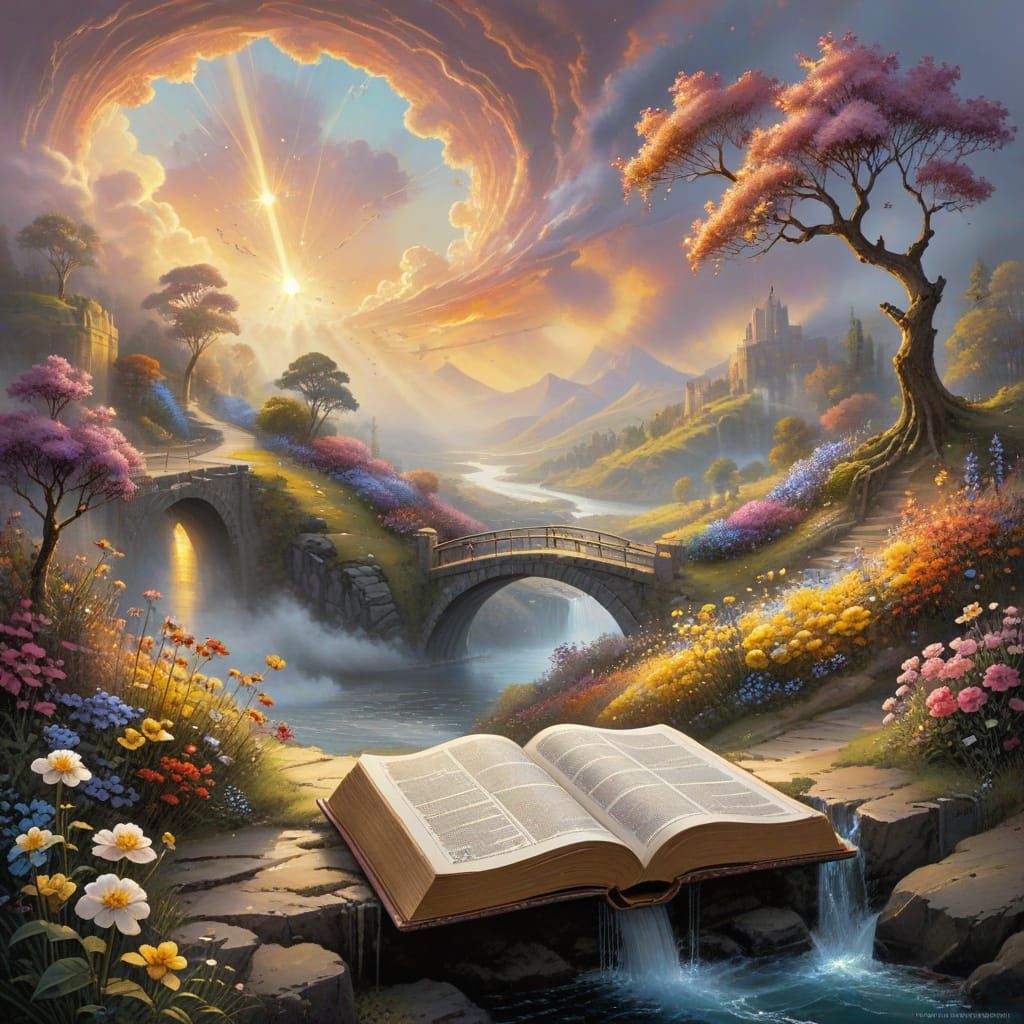 Ethereal Bible Bridge Over Molten Gold River