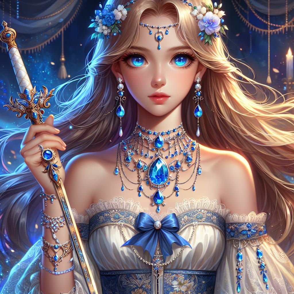 Blond Girl with Jeweled Sword Fantasy Concept Art