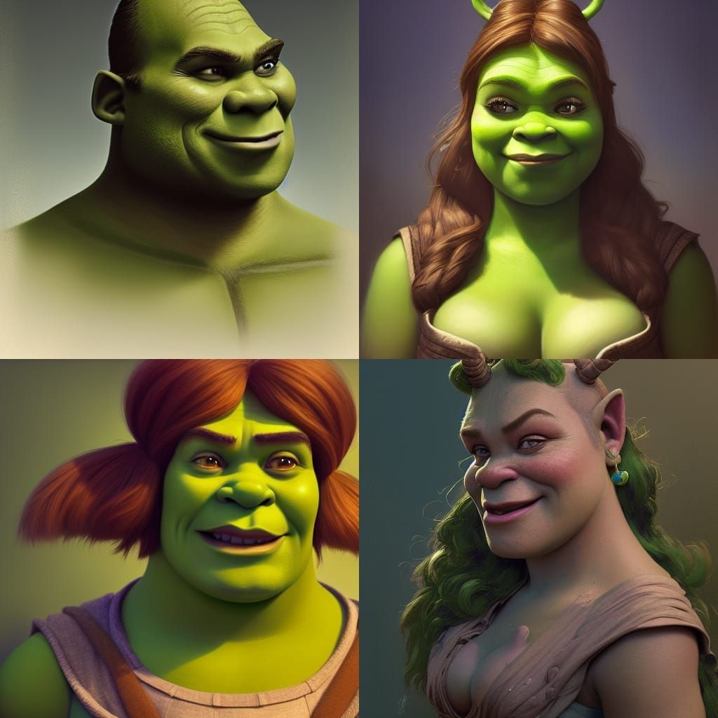 Shrek Portrait in Hyperdetailed Digital Art Style