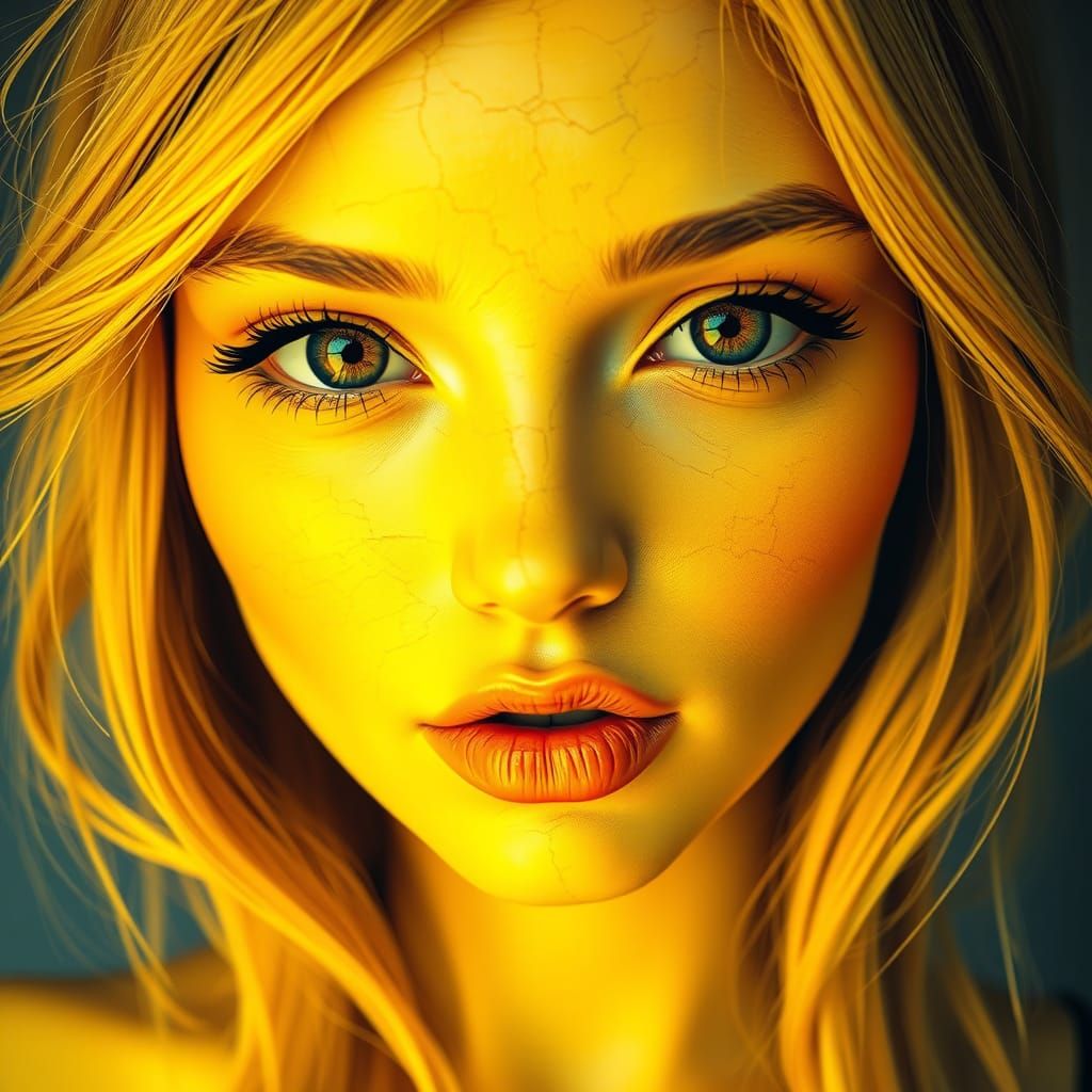 Curvaceous Female Portrait in Vibrant Yellow Hues