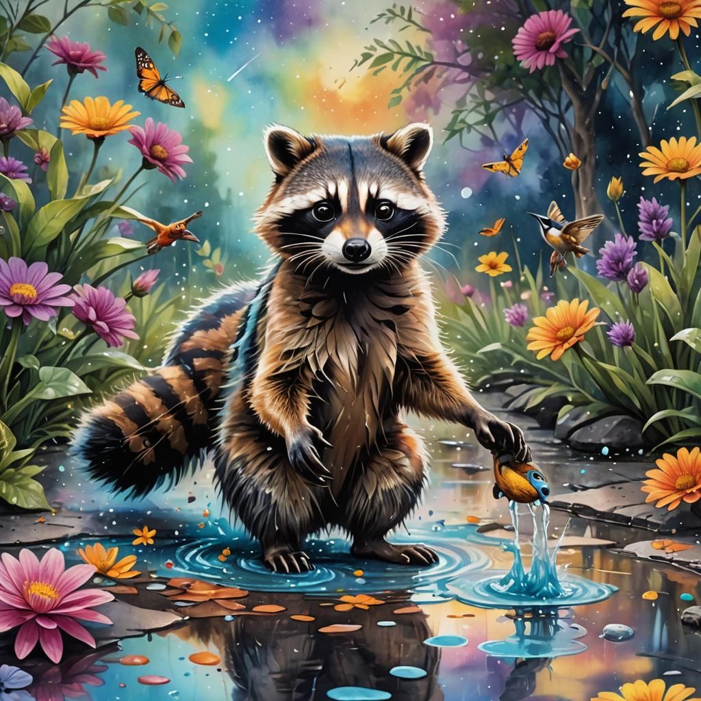 Airbrush and wet watercolor, dynamic intuitive colors, reali...