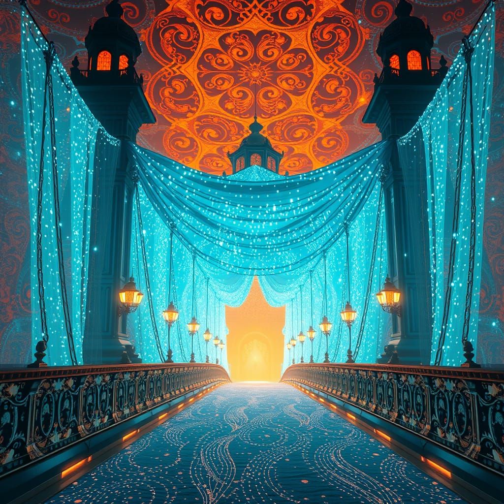 Ethereal Bridge of Wonder in Triadic Colors