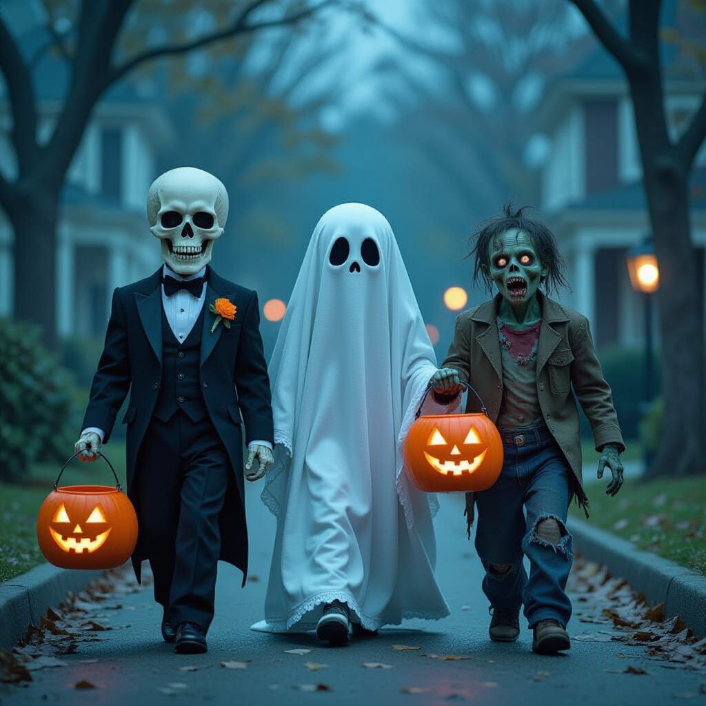 Spooky Trio Terrorizes Rich Neighborhood Trick-or-Treating