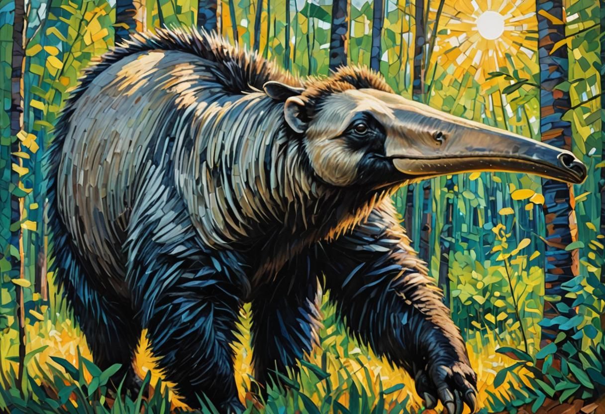 Giant Anteater in Neo-Impressionist Style