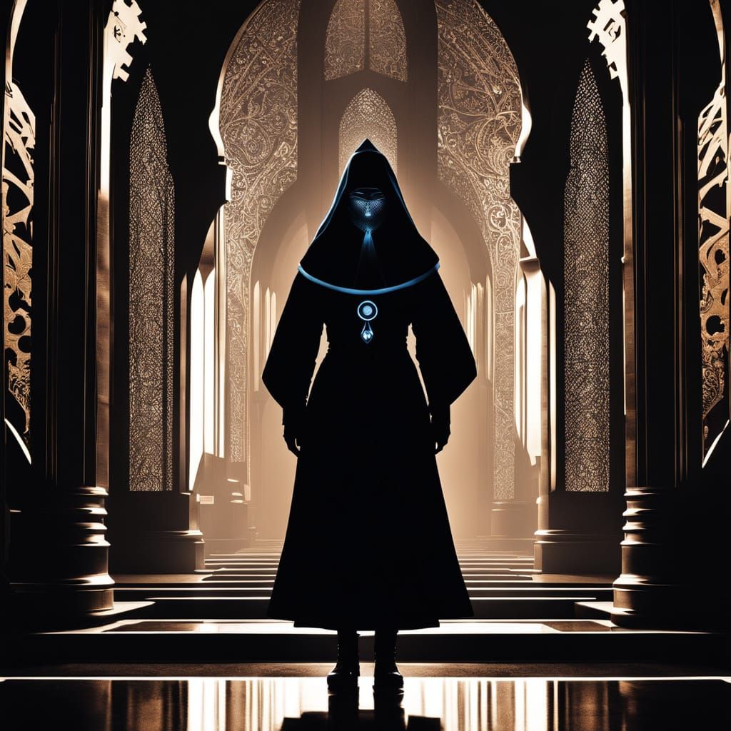 Futuristic Mother Theresa Silhouette in HDR