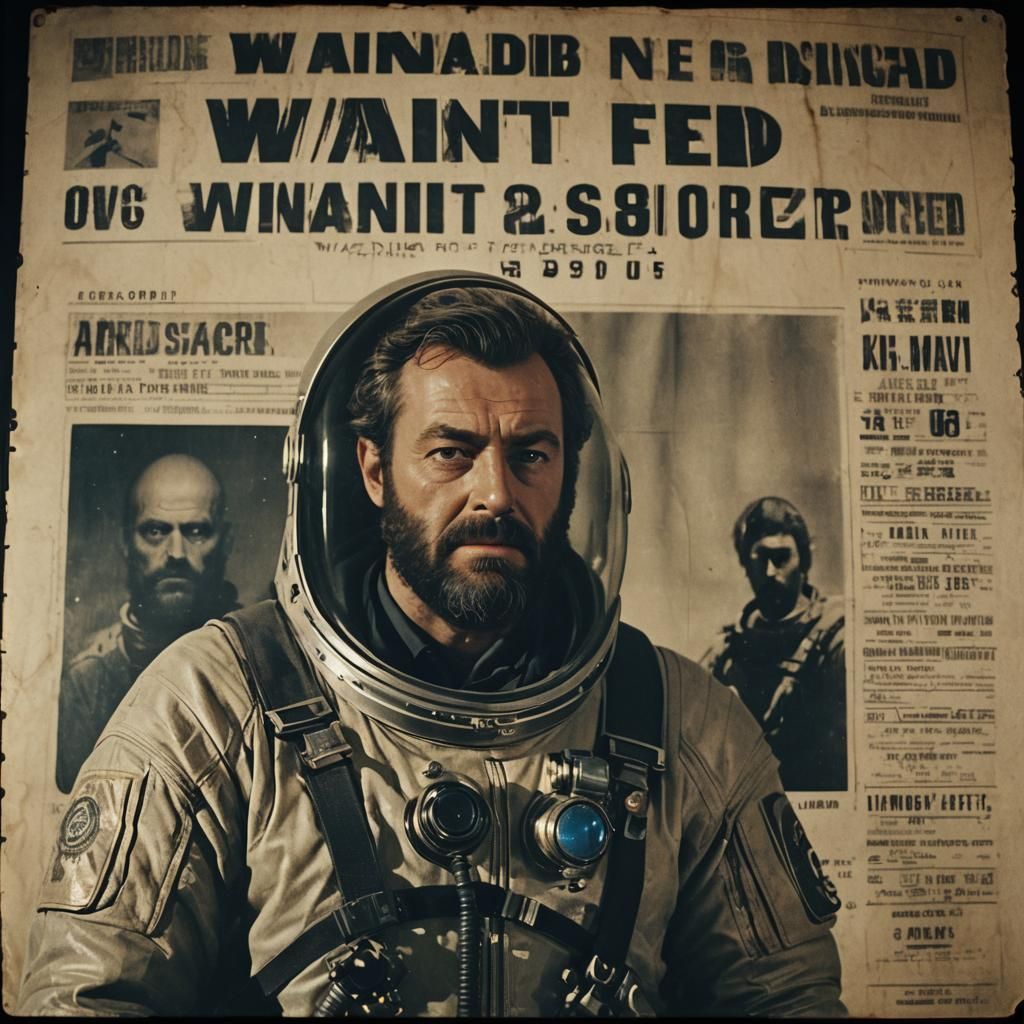 Sci-Fi Man in Space Suit Film Noir Portrait