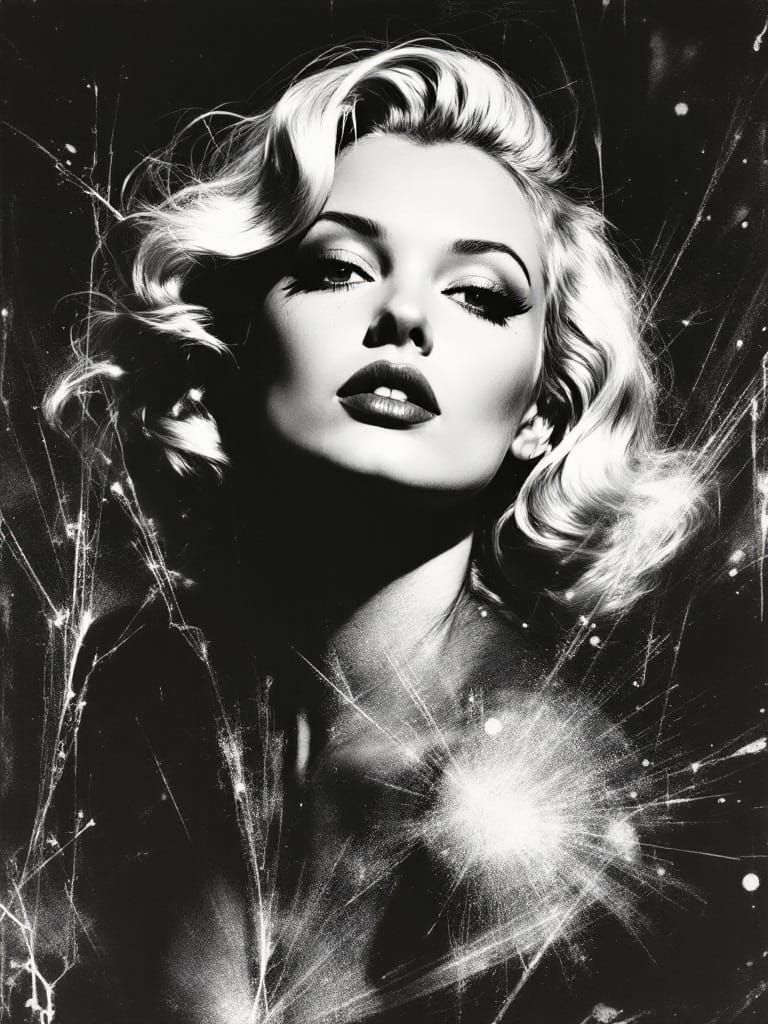 Pin-Up Woman in Warhol-Longo Zine Style