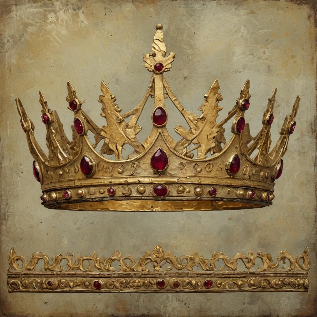 Ancient Kingdom Crown: Weathered Beauty in Faded Painting