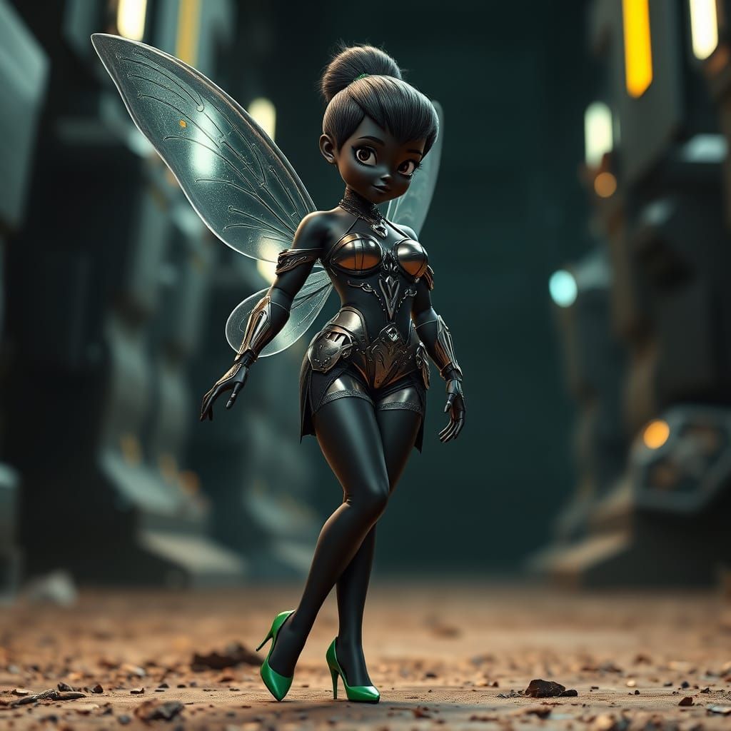 Futuristic Mecha Tinkerbell in Sci-Fi Cinematic Scene