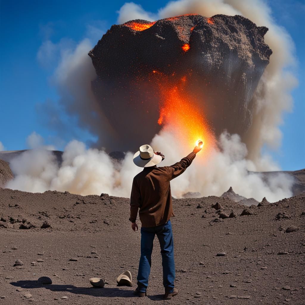 Meteorite Catch: A Fiery, Colorful Impact Scene