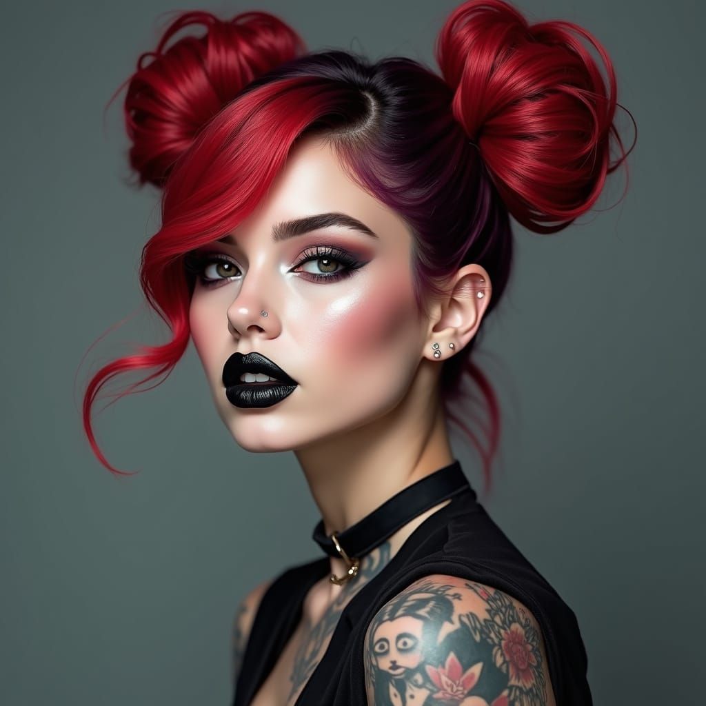 Alternative Woman with Red and Black Hair