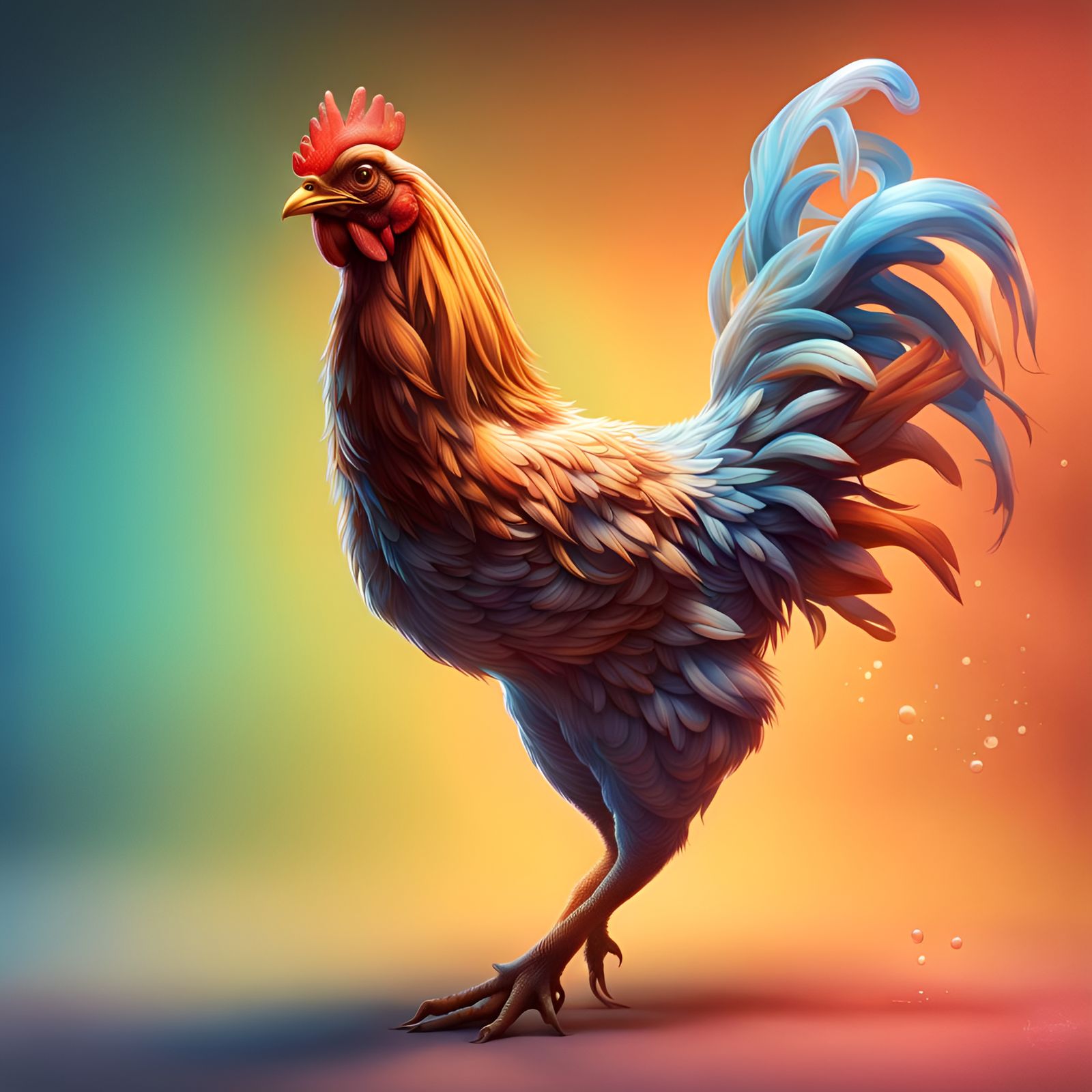 Hyperrealistic Dancing Chicken Splash Art