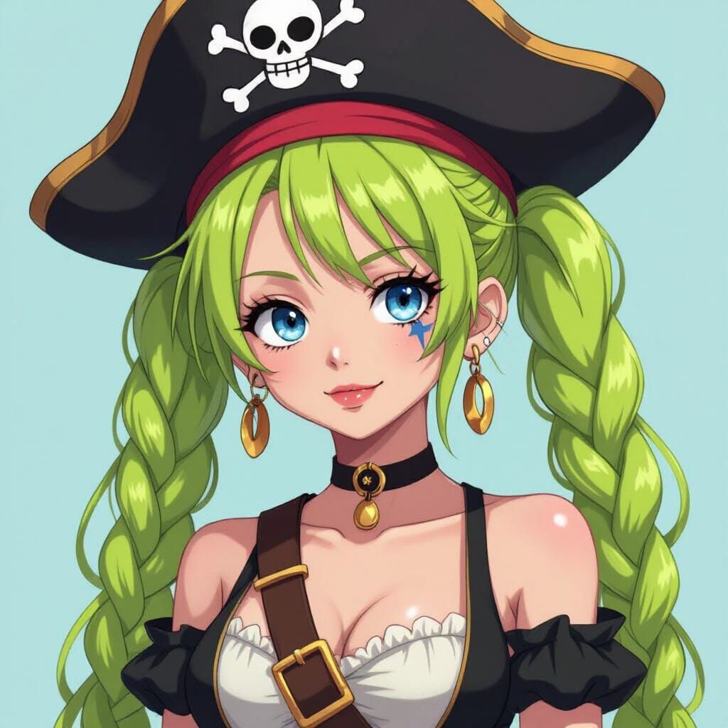 Pirate OC Koboyashi with Lime Green Hair