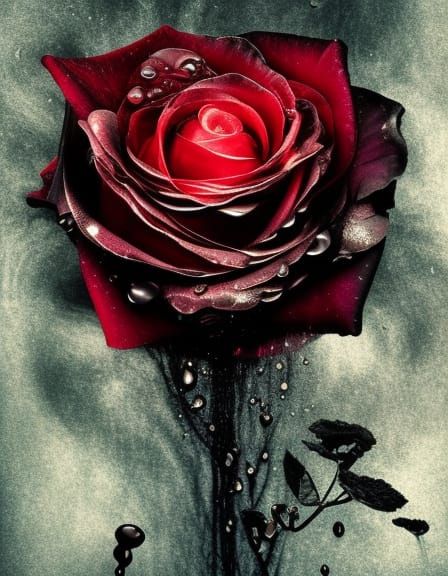 Surreal Black Rose with Fluid Fractal Details