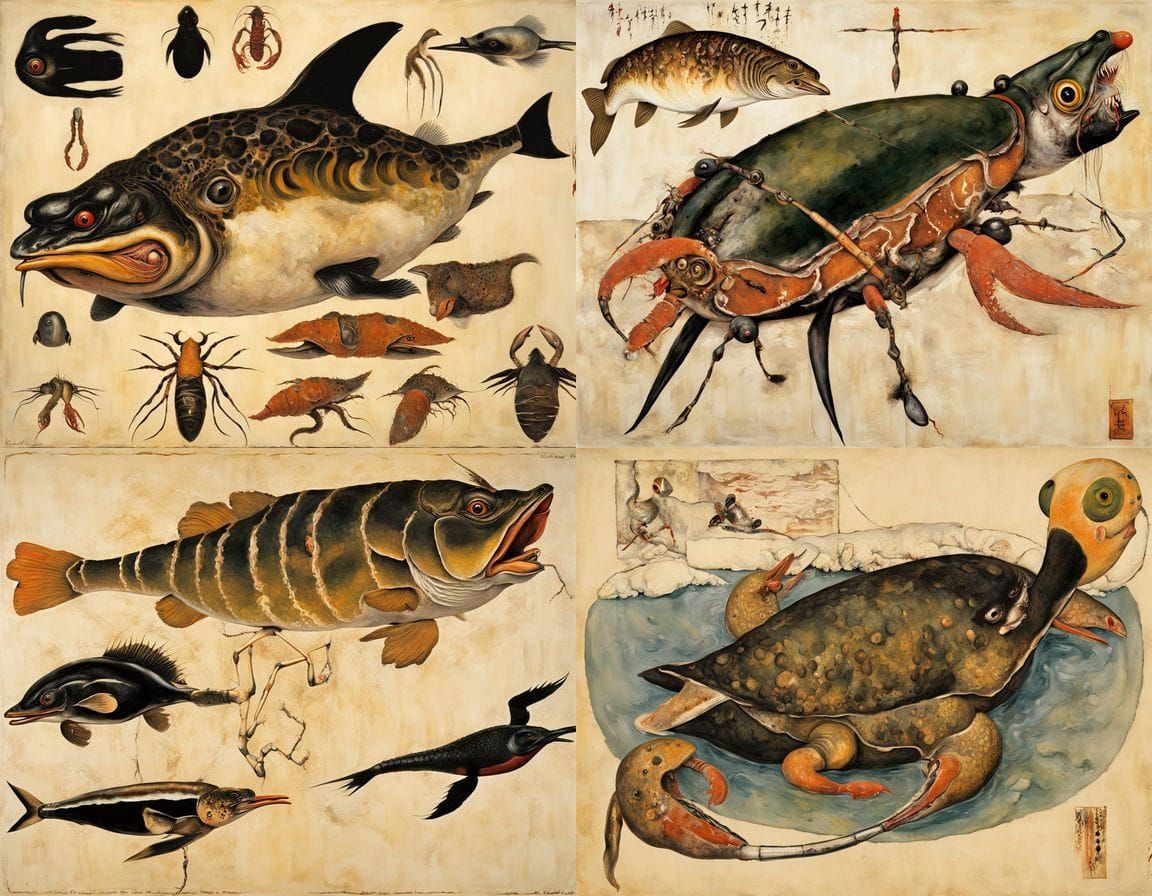 Surreal Japanese Hybrid Creature Vivisection Scene