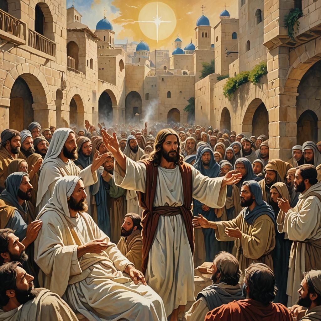 Christ Healing the Sick: Gouache Masterpiece