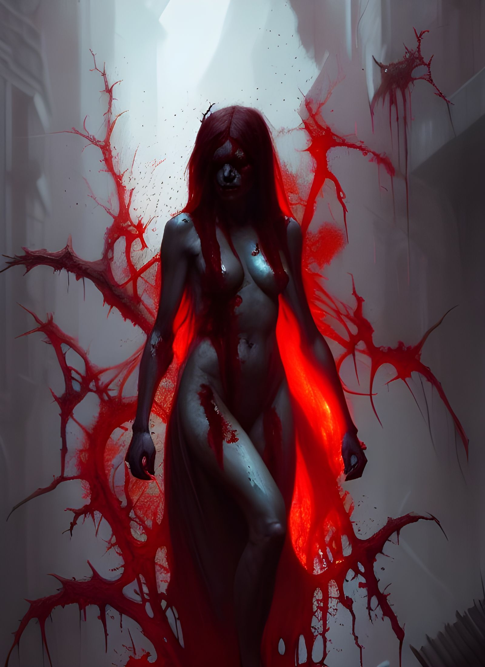 Bloody Mary Demon in Hyperrealistic Style