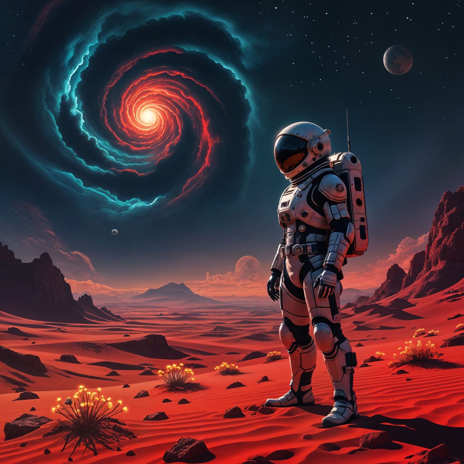 Steampunk Astronaut on Alien World