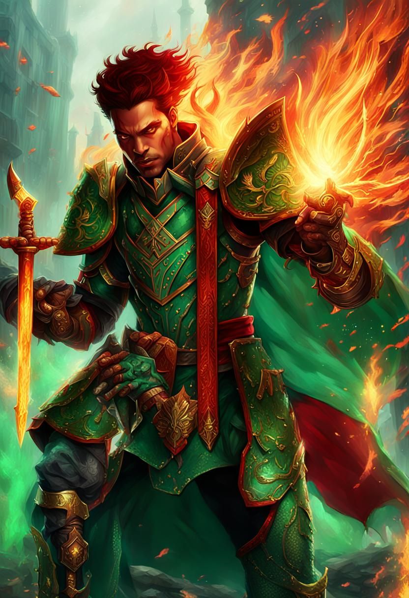 Armored Prince Wielding Fire Axes: Fantasy Concept Art