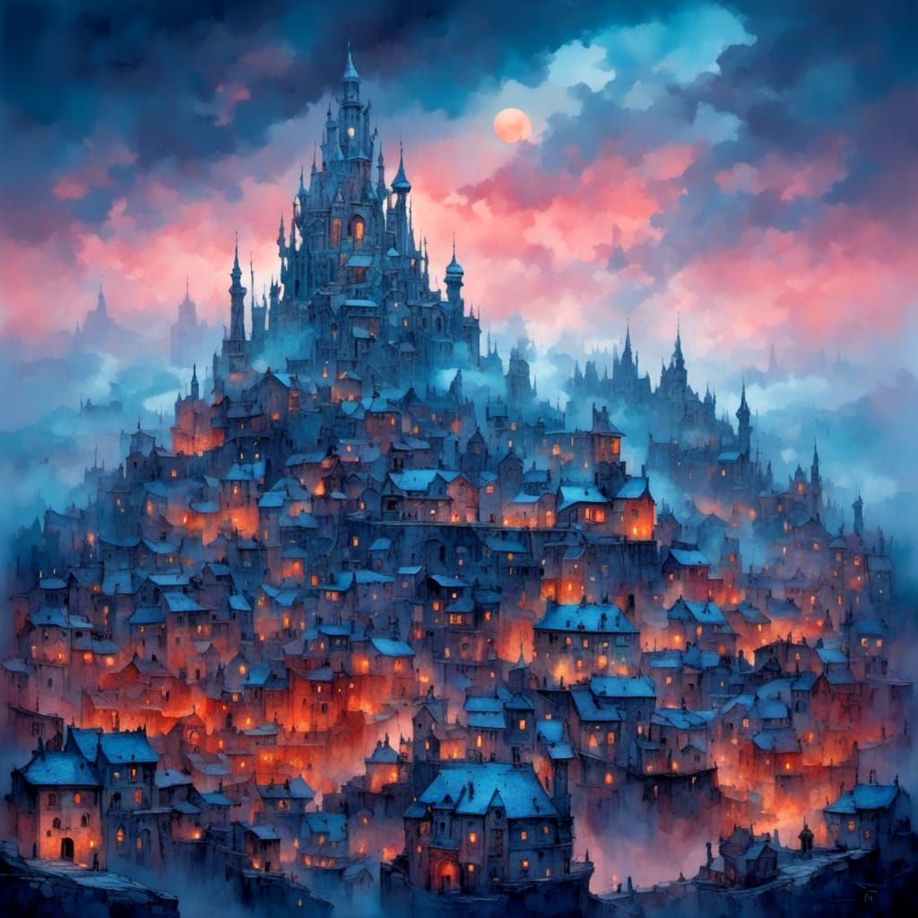 Mystical City Enshrouded in Mist