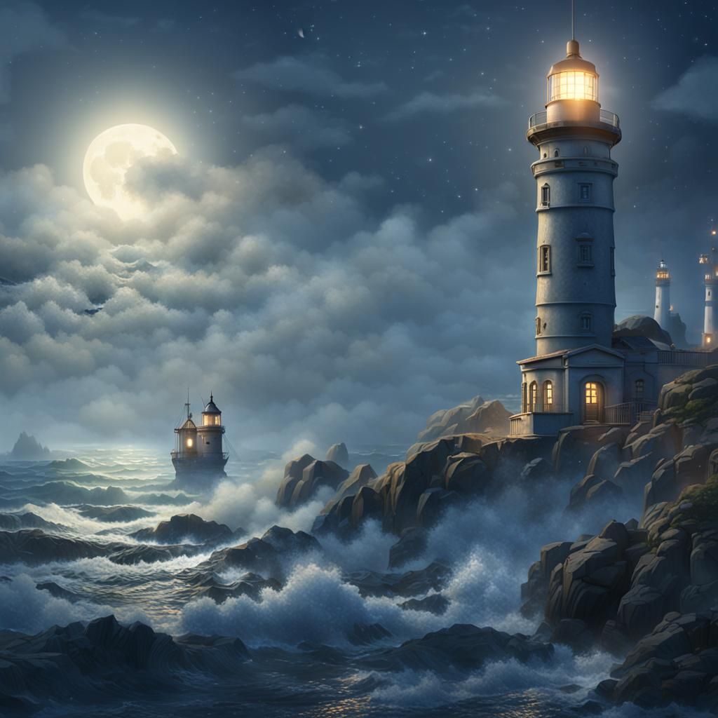 Seascape Panorama: Lighthouse at Night in Unreal Engine